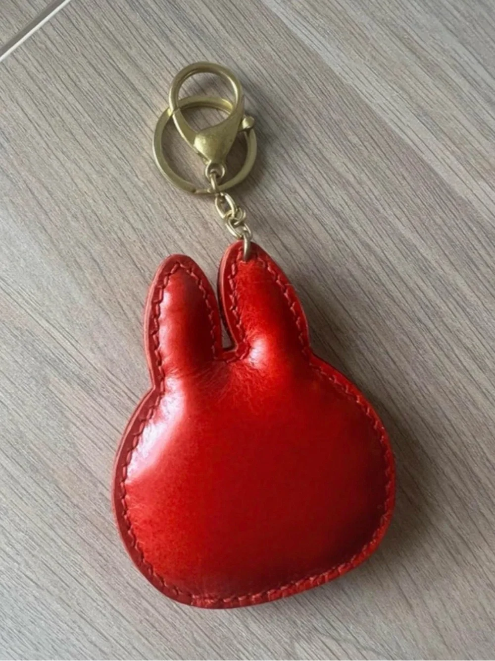 Red leather labubu key chain